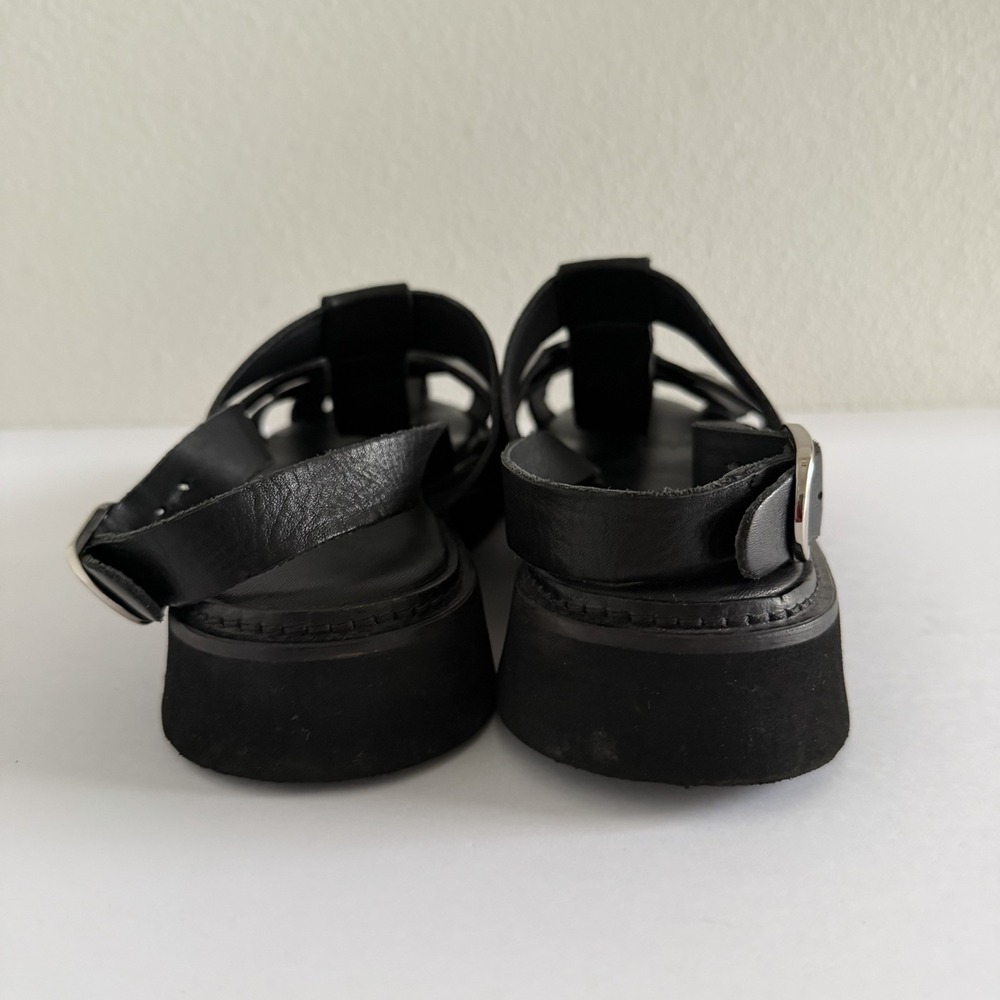 Pilcro Anthropologie Flatform Fisherman Sandal Black Leather Womens 40 US 9.5-10 - Picture 6 of 9